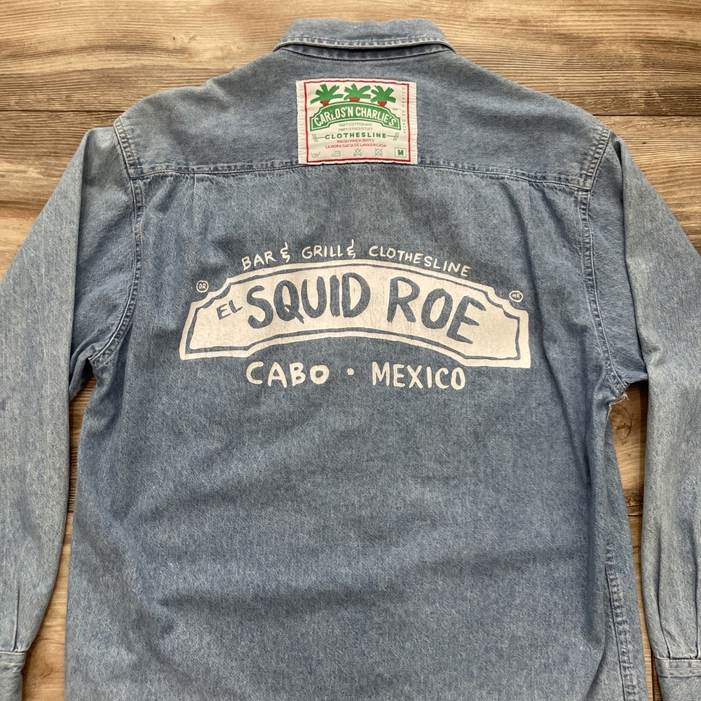 Carlos & Charlies el Squid Roe Cabo‎ XL Denim Jean Shirt Size M